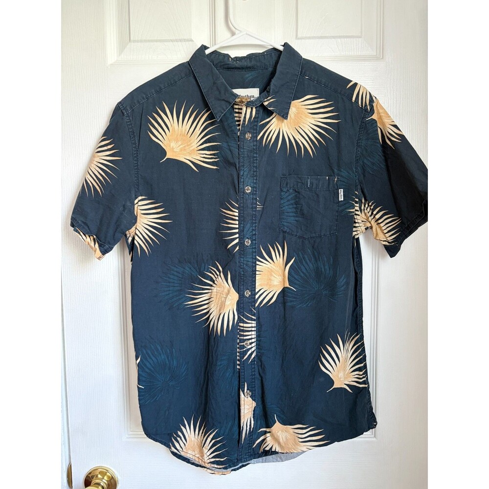 Rhythm Palm Print Short Sleeve Shirt Size M Surf Casual Beach Button Front